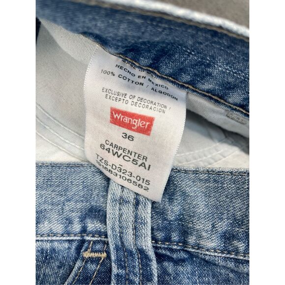 Wrangler Carpenter Shorts Men 36 Light Blue Denim Y2K Workwear Skater‎ Style - Picture 2 of 11